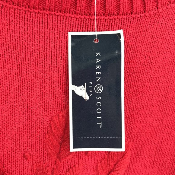 Karen Scott Embroidered Snowflake Sweater New Red Amore Plus Size 2X NWT $49 - Picture 4 of 5